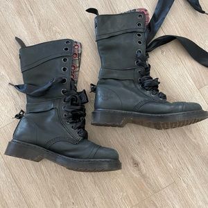 Dr. Martens size 8 gray with pink plaid.